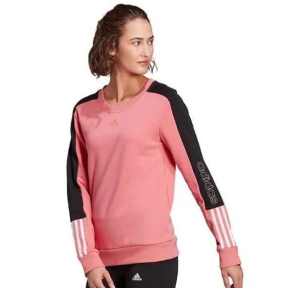 Adidas Essentials Logo Colorblock Crewneck Sweatshirt US Women's XS - Picture 1 of 9